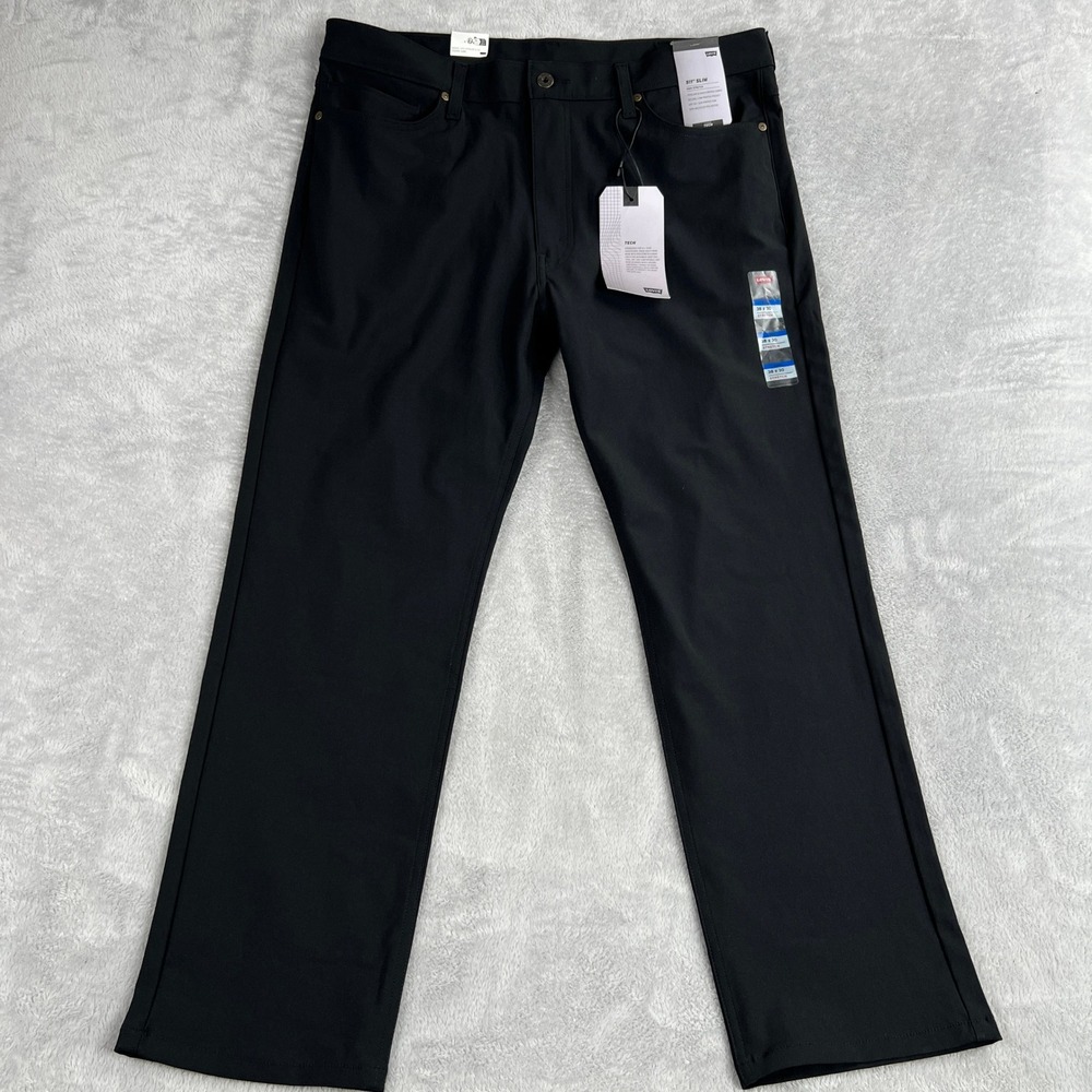 Levi's 511 Slim Tech Performance Pants 38x30 Black Men Stretch Quick Dry NWT